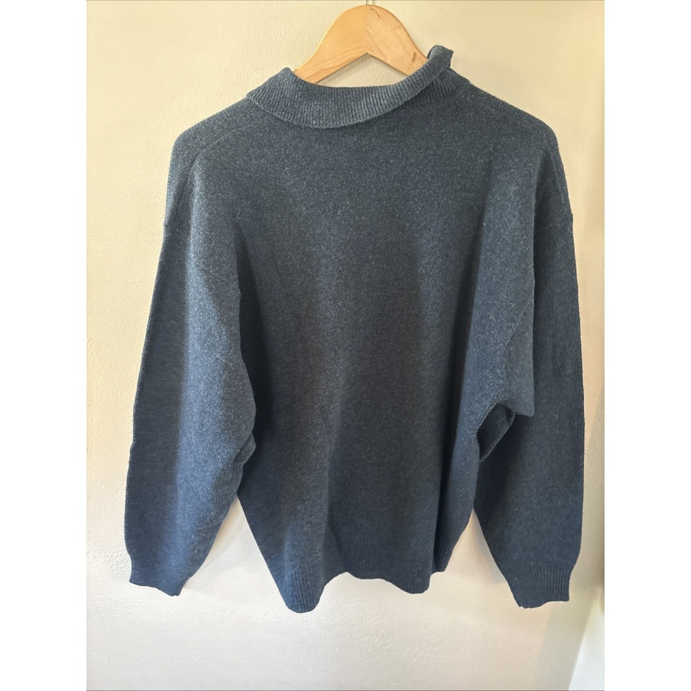 Vintage Jockey Mens XL Blue 100% Lambswool Button Collar Pullover Sweater - Picture 6 of 8
